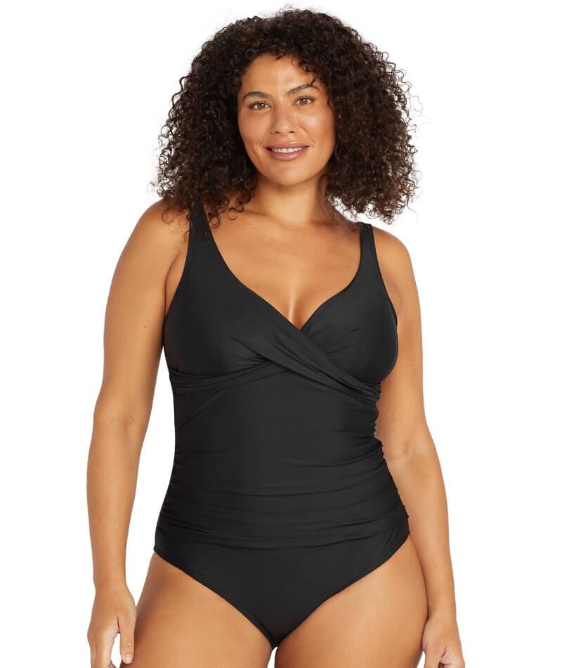 Artesands Recycled Hues Delacroix Cross Front D-G Cup One Piece Swimsuit - Black Swim